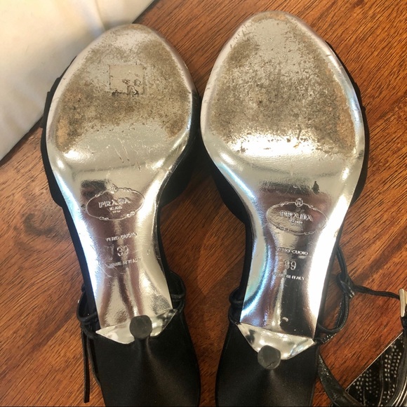 Prada Leather Slingback Satin Heels - Picture 6 of 8